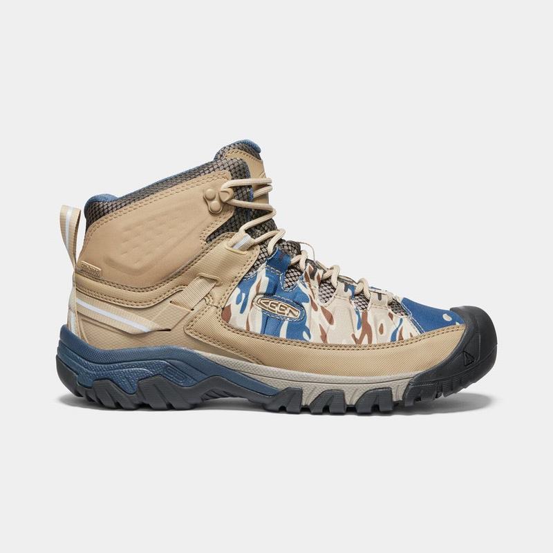 Keen Targhee Exp Waterproof Mid Mens Hiking Boots Khaki/Blue Sale (5936-YHBVK)